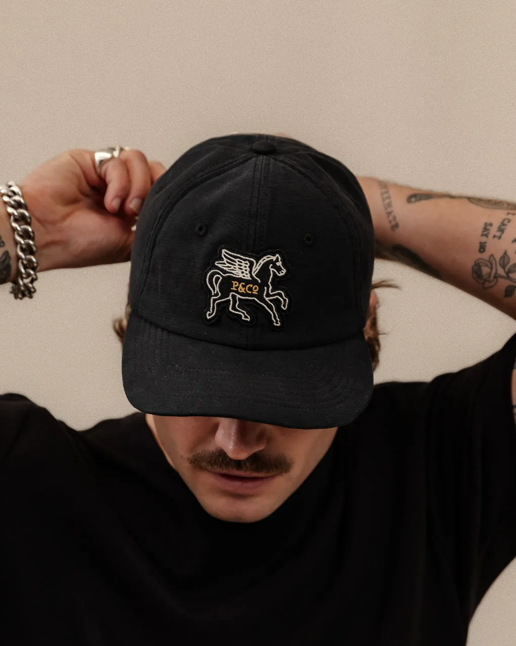 Pegasus 6 Panel Cap - Washed Black sold by P & Co product image thumbnail 5