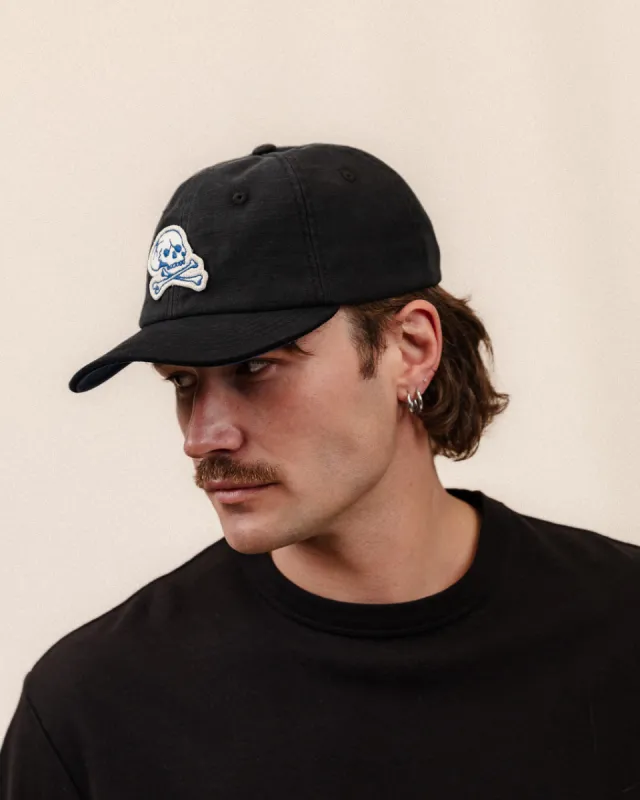Godspeed Skull 6 Panel Cap - Washed Black sold by P & Co