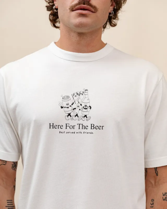 Here For The Beer 2.0 T-Shirt - Off White sold by P & Co