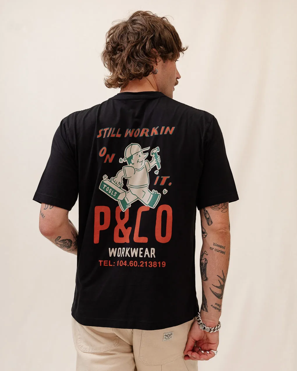 Still Workin' On It T-Shirt - Washed Black sold by P & Co product image thumbnail 3