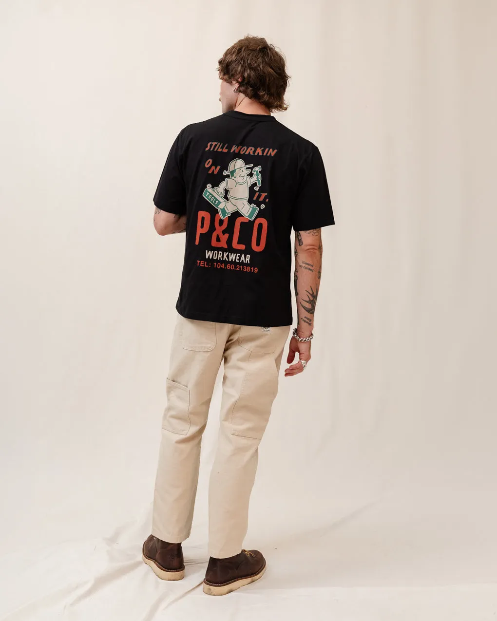 Still Workin' On It T-Shirt - Washed Black sold by P & Co product image thumbnail 5