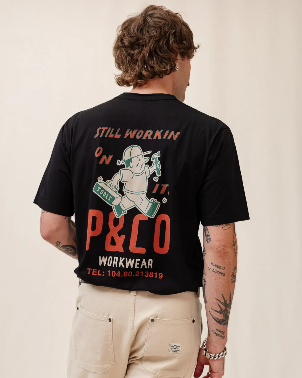 Still Workin' On It T-Shirt - Washed Black sold by P & Co