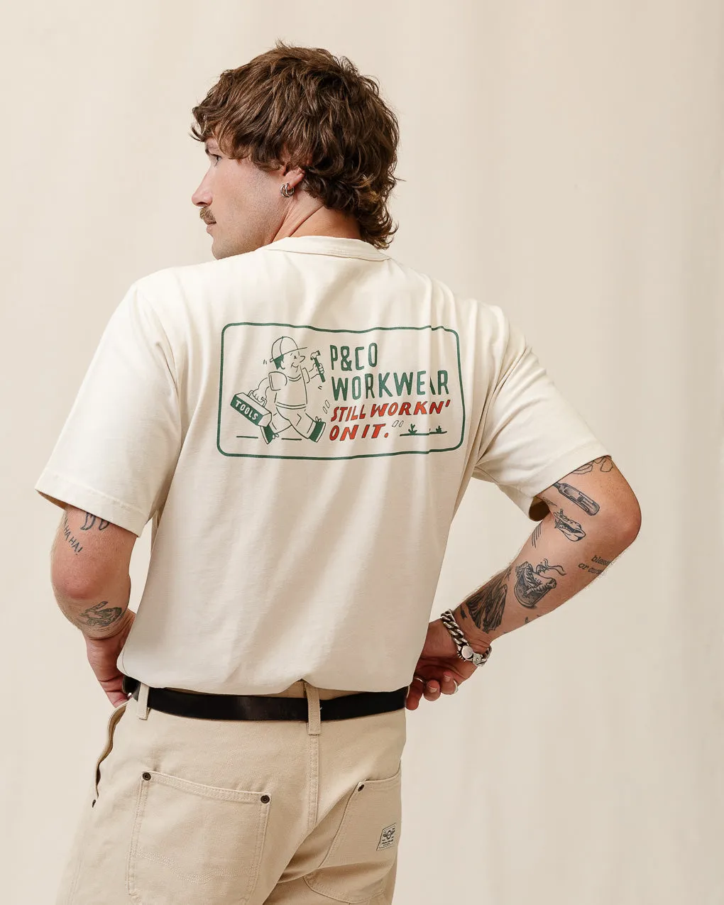 Still Workin' On It T-Shirt - Bone sold by P & Co