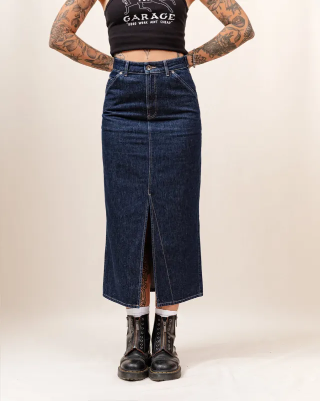 Parlor Denim Longline Skirt - Navy sold by P & Co