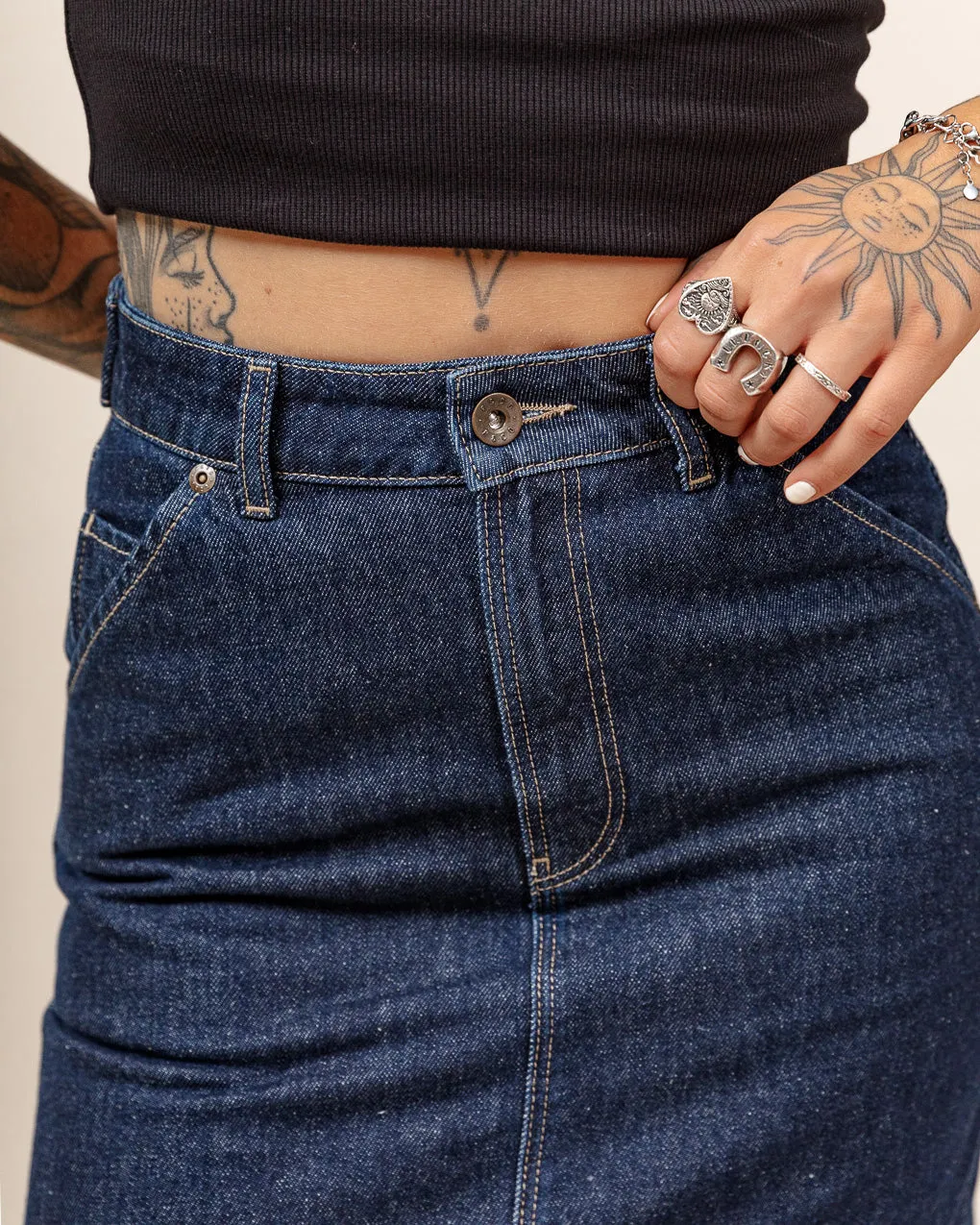 Parlor Denim Longline Skirt - Navy sold by P & Co product image thumbnail 4