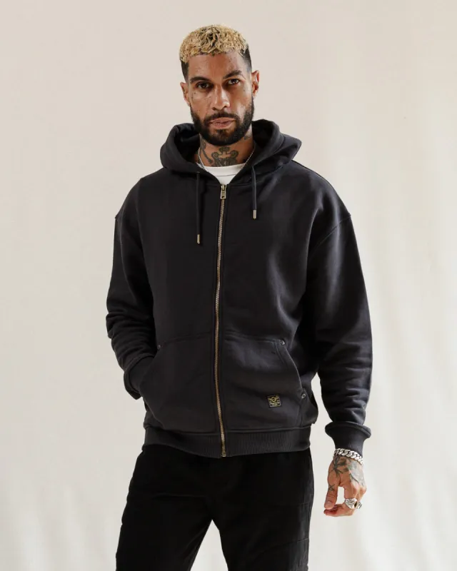 Full Zip Workwear Hoodie - Heavy Washed Black sold by P & Co
