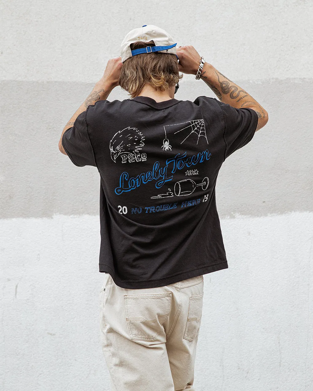 No Trouble Here Boxy T-Shirt - Washed Black sold by P & Co product image thumbnail 5