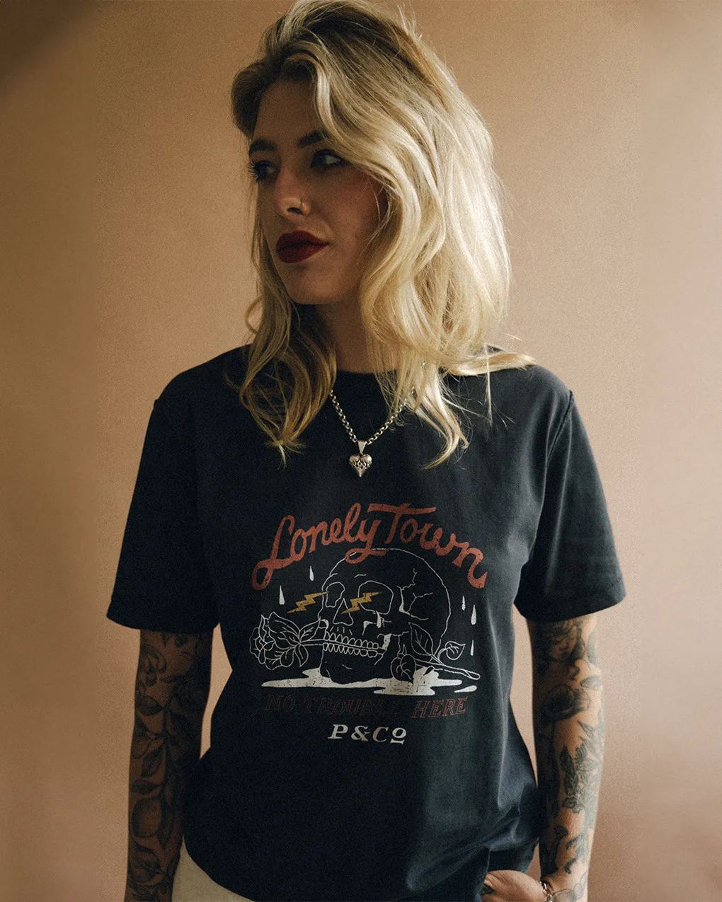 Lonely Town T-Shirt - Heavy Washed Black sold by P & Co product image thumbnail 5
