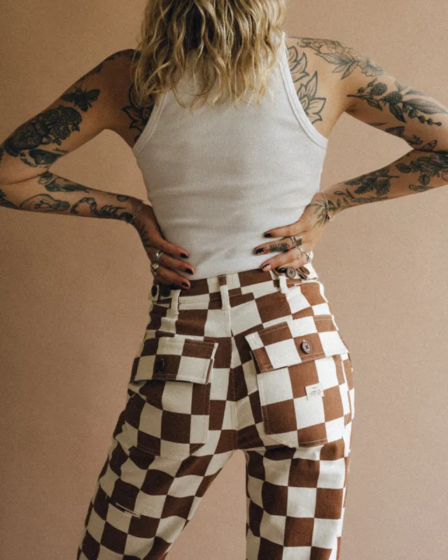 Service Fatigue Pants - Rust Checkerboard sold by P & Co