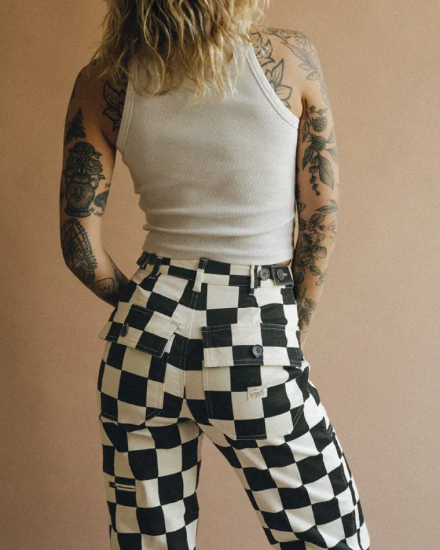 Service Fatigue Pants - Black Checkerboard sold by P & Co