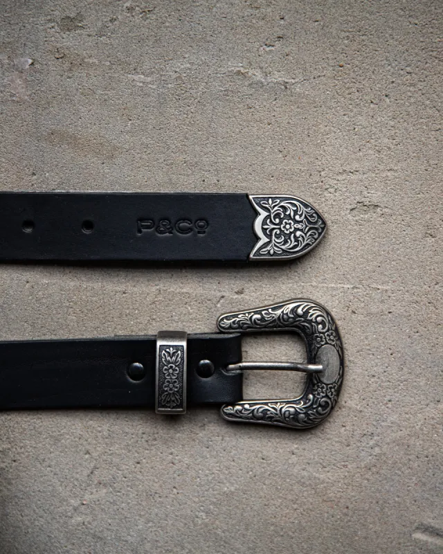 Dolly Western Leather Belt - Black sold by P & Co