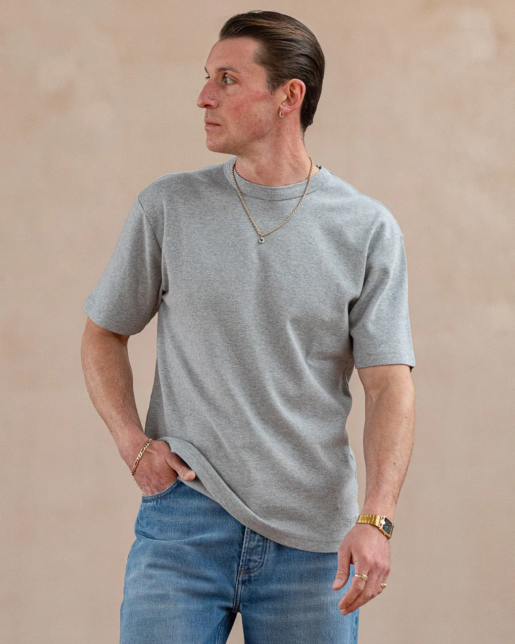 Crafted Heavyweight T-Shirt - Grey Melange sold by P & Co