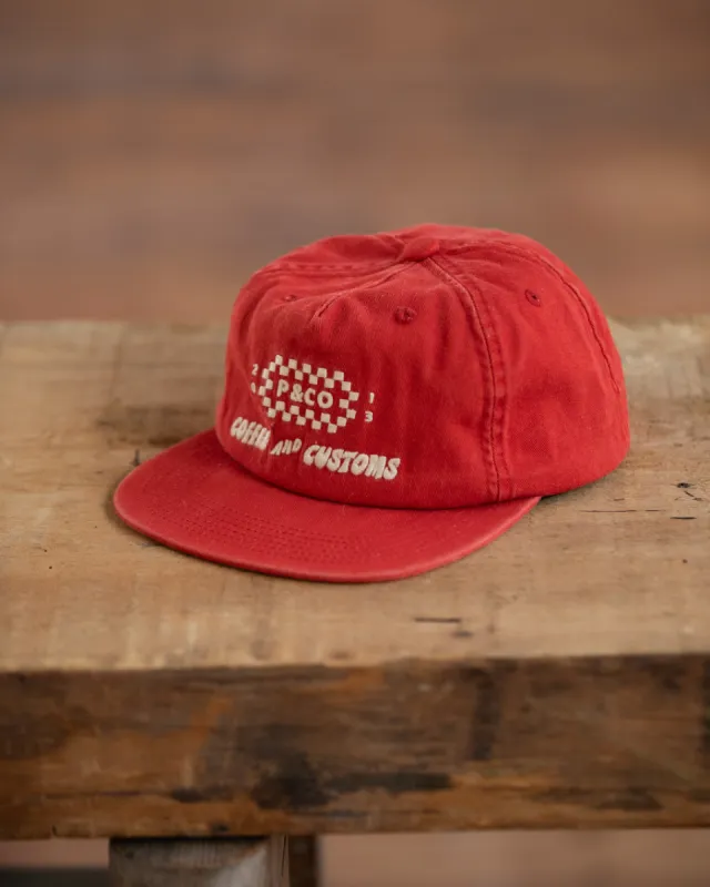 Coffee & Customs 5 Panel - Red sold by P & Co