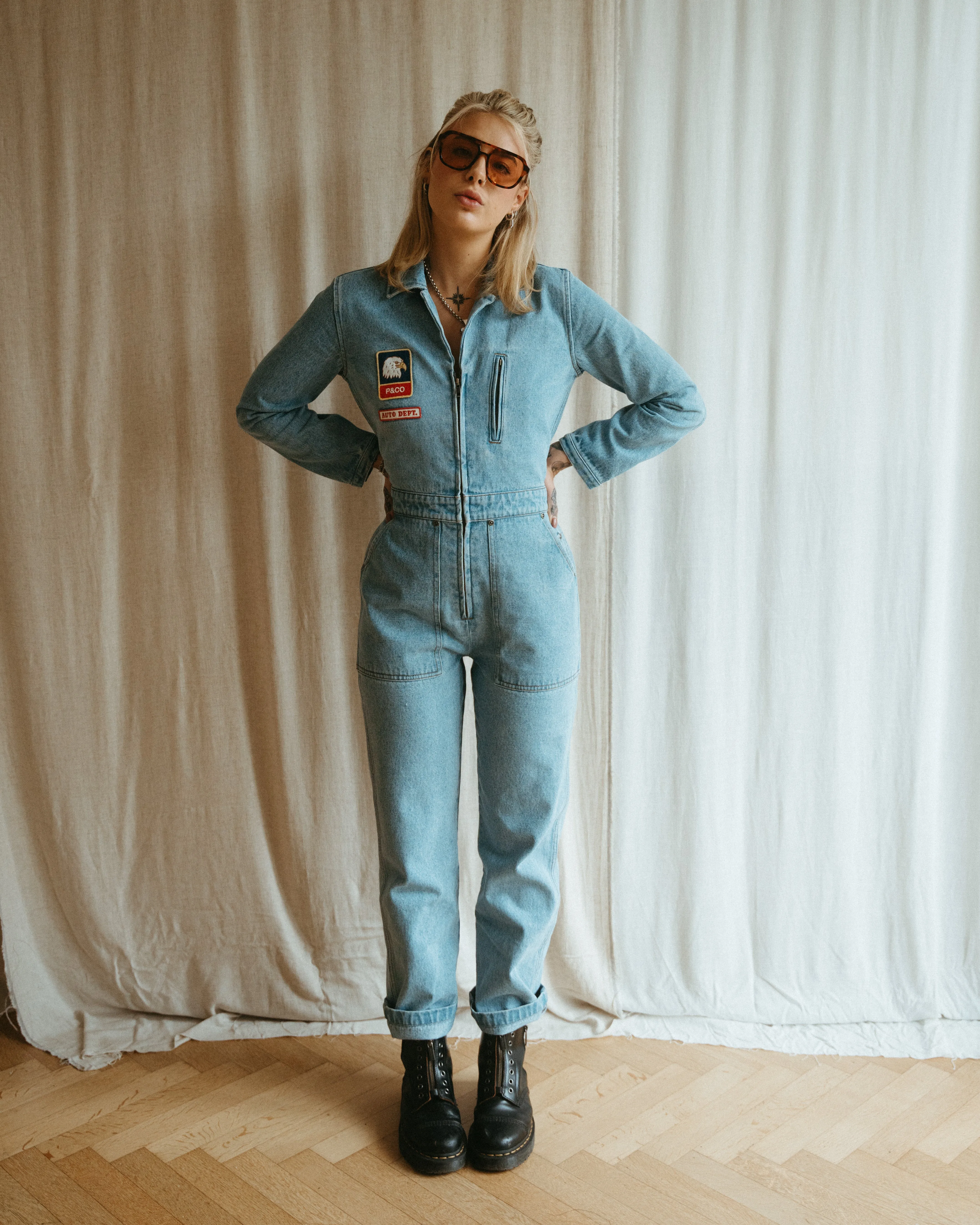 1/2 Mile Speedway Boilersuit - Washed Denim | Parallel