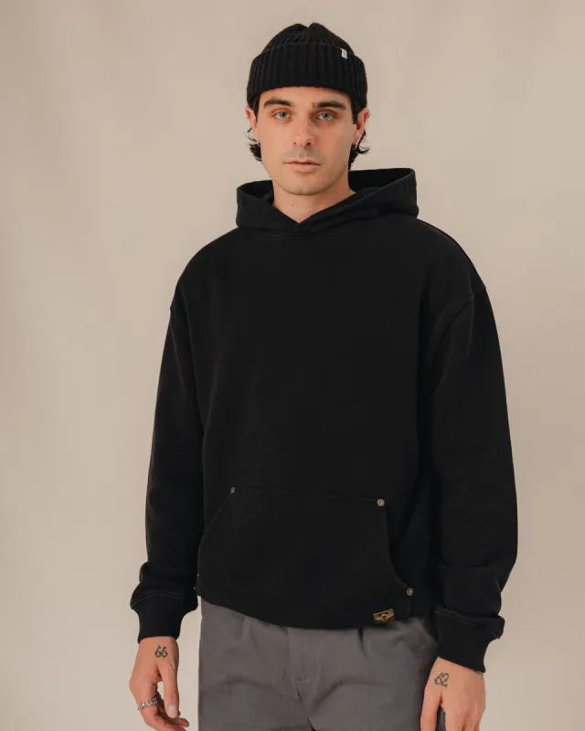 Carver Heavy Workwear Hoodie - Washed Black made by P & Co