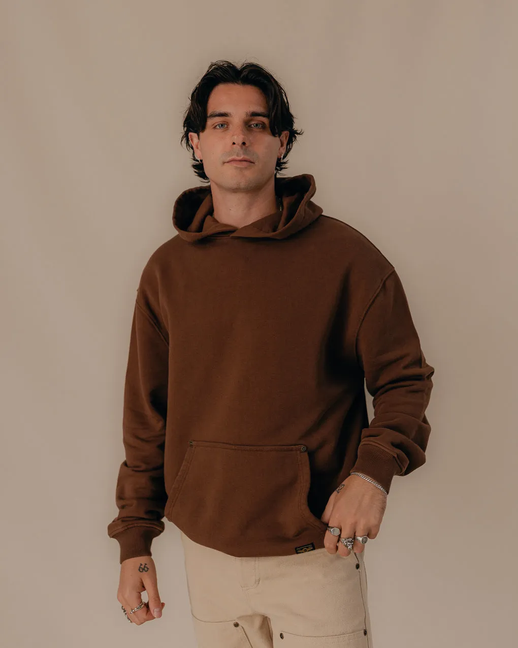 Carver Heavy Workwear Hoodie - Cocoa Brown sold by P & Co