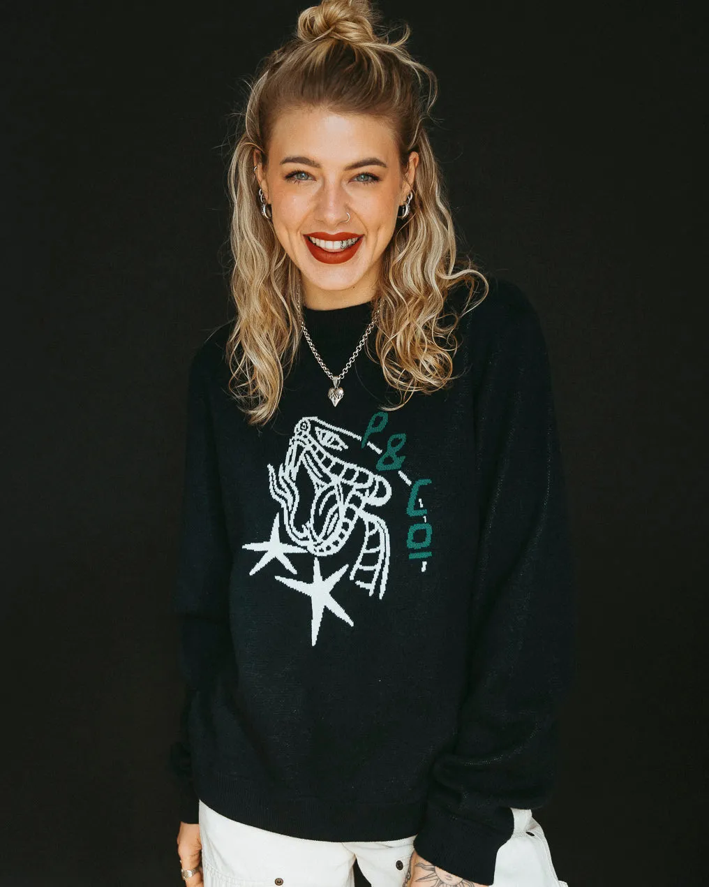 Snake Bite Knit Jumper - Washed Black sold by P & Co product image thumbnail 2