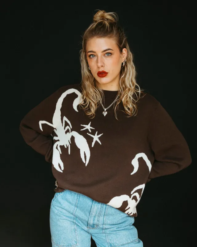 Sinners Knit Jumper - Brown made by P & Co