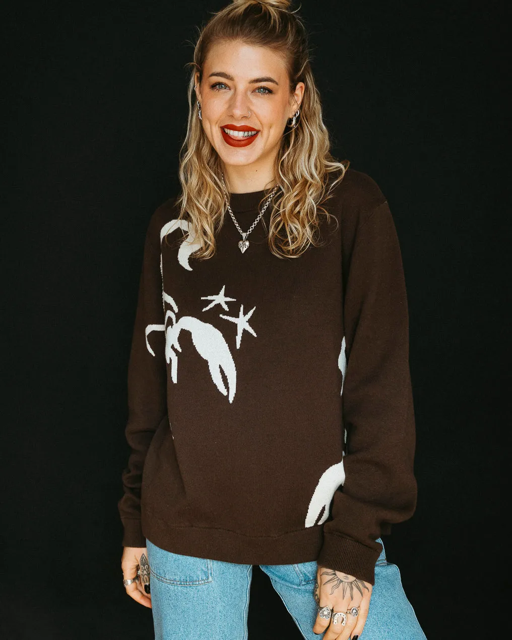 Sinners Knit Jumper - Brown sold by P & Co product image thumbnail 5