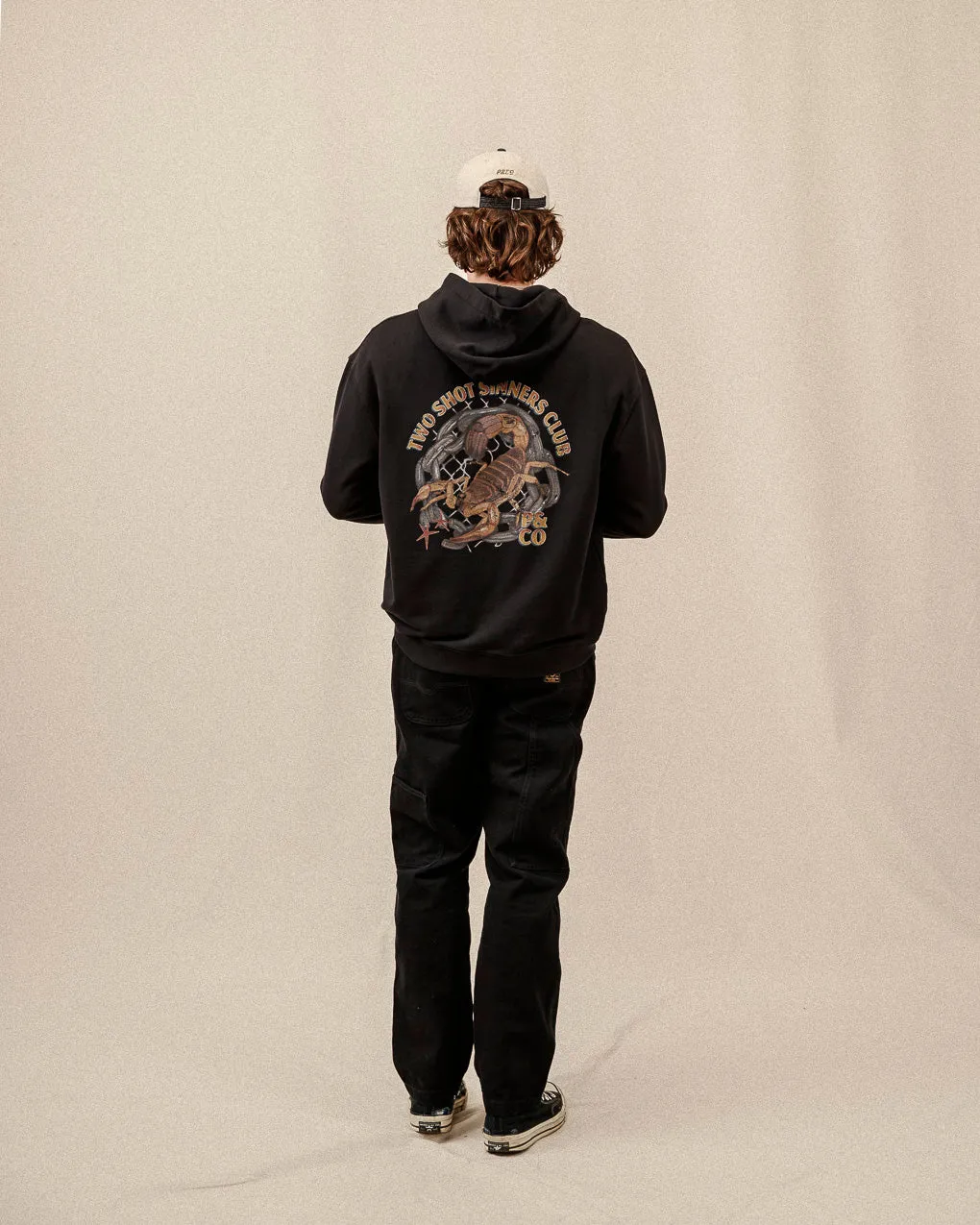 Sinners Club Hoodie - Washed Black sold by P & Co product image thumbnail 5