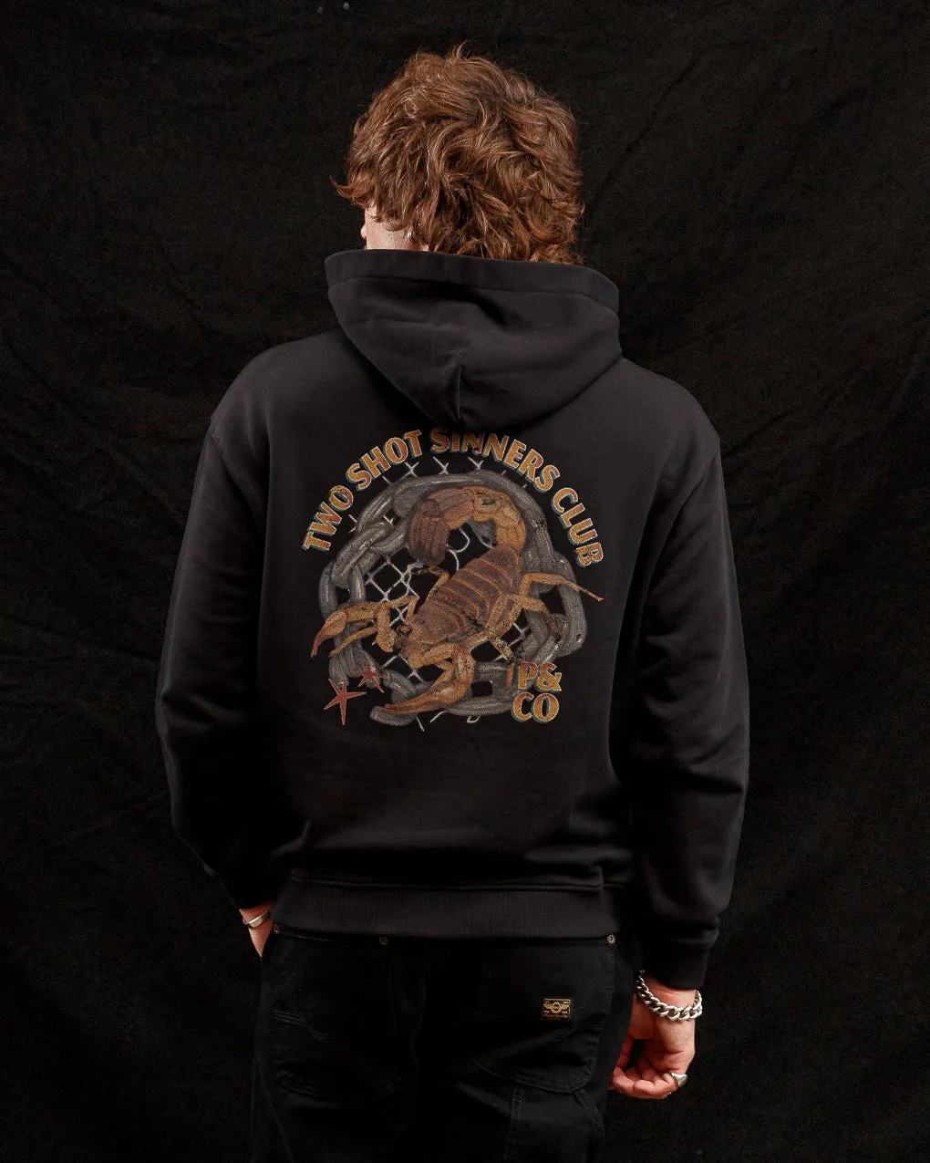 Sinners Club Hoodie - Washed Black sold by P & Co