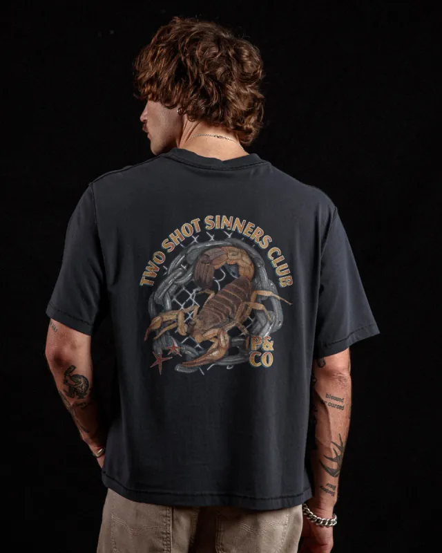Sinners Club Boxy T-Shirt - Heavy Washed Back sold by P & Co