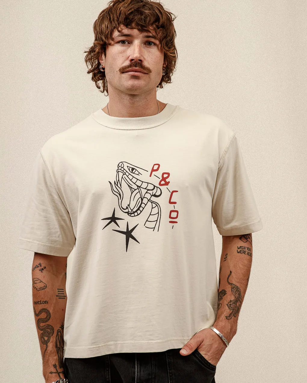 Snake Bite Boxy T-Shirt - Bone sold by P & Co product image thumbnail 3
