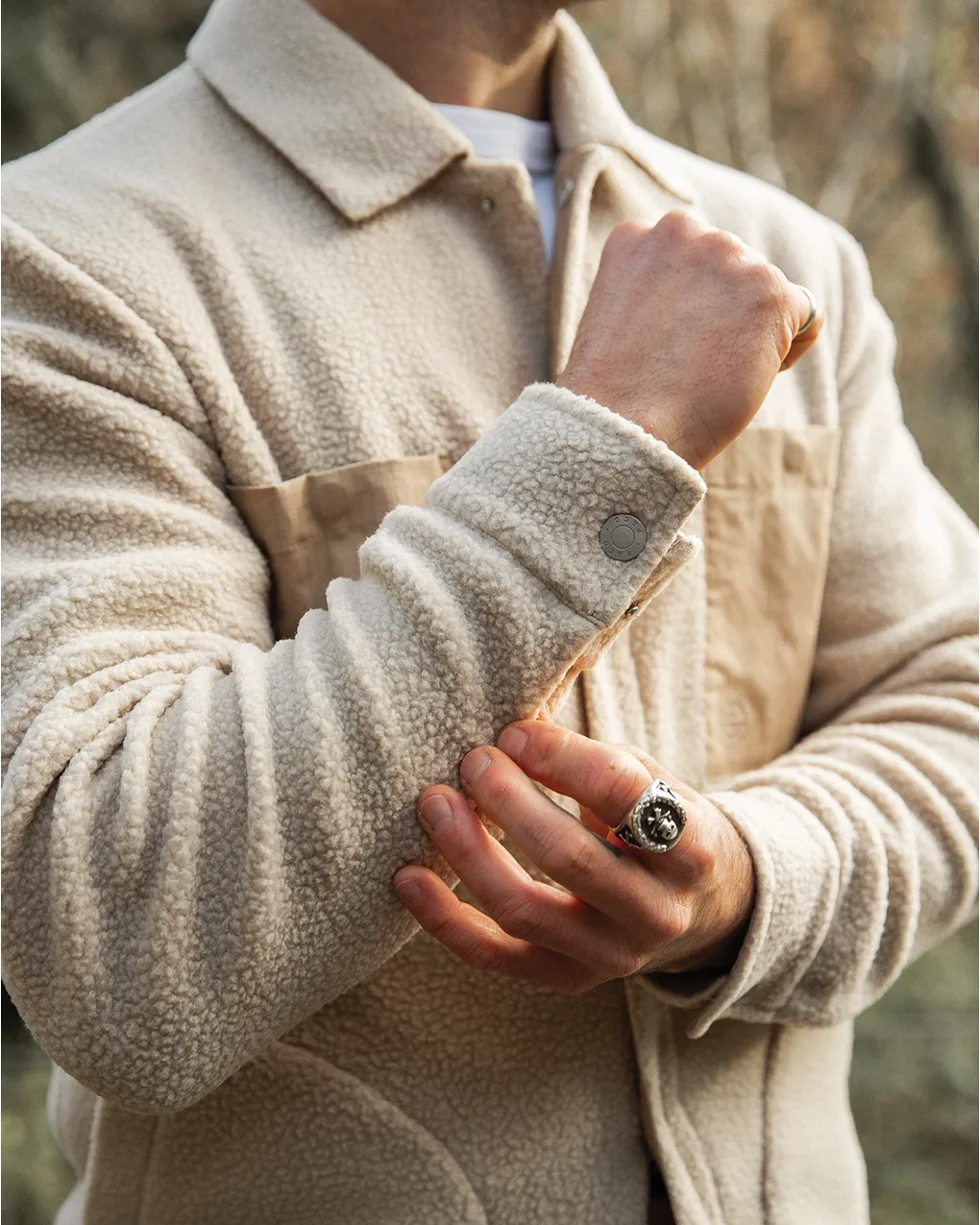 Tarn Fleece Overshirt - Ecru sold by P & Co product image thumbnail 5