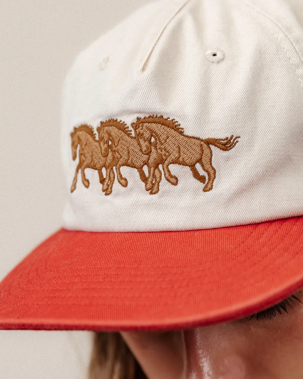 Bronco 5 Panel Cap - Ecru & Red sold by P & Co product image thumbnail 3