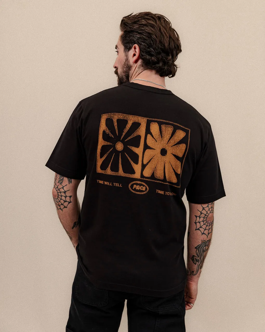 Time Will Tell T-Shirt - Washed Black sold by P & Co