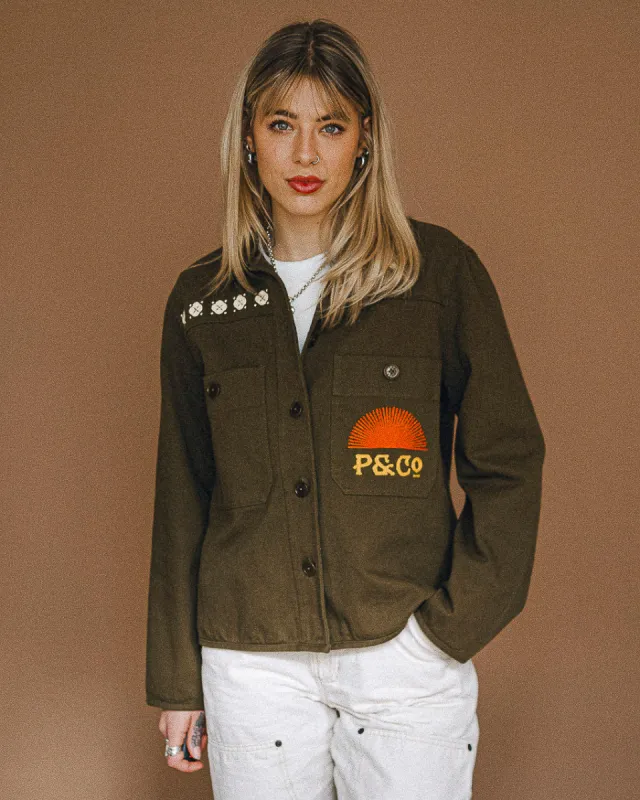 Sunset Work Overshirt - Olive sold by P & Co