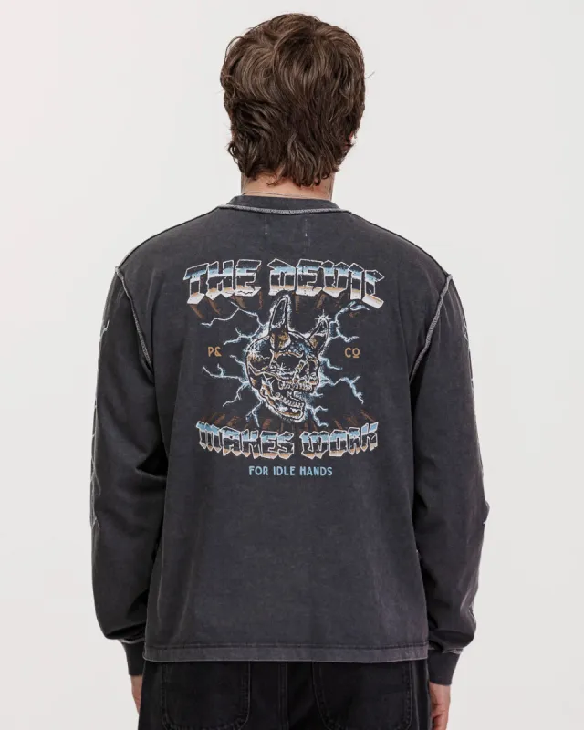 Idle Hands Boxy Longsleeve - Acid Wash sold by P & Co