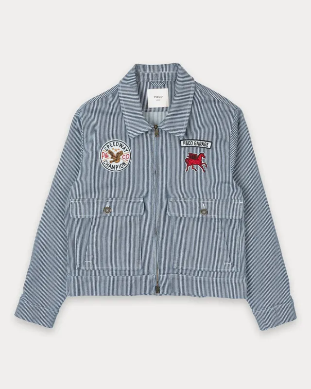 Speedway Road Jacket - Blue Hickory Stripe sold by P & Co