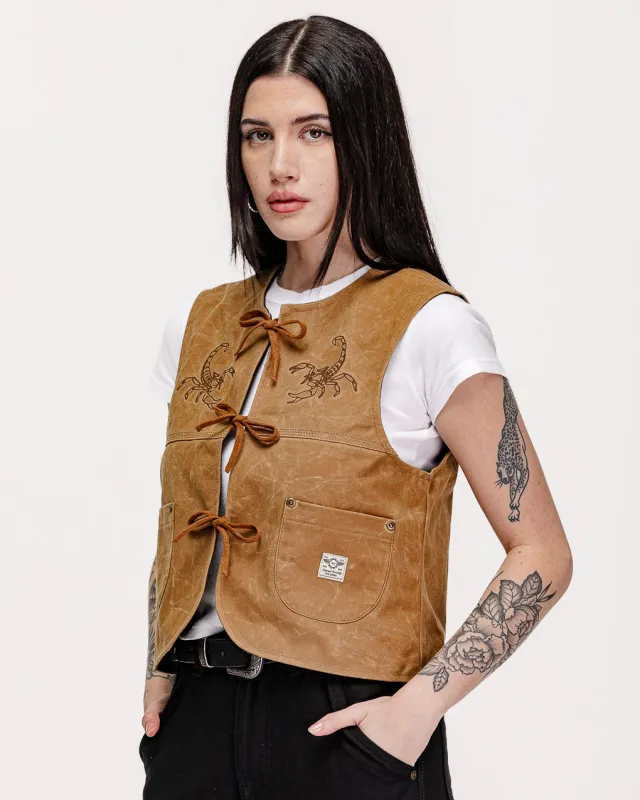 Scorpio Nomad Waxed Vest - Tan sold by P & Co