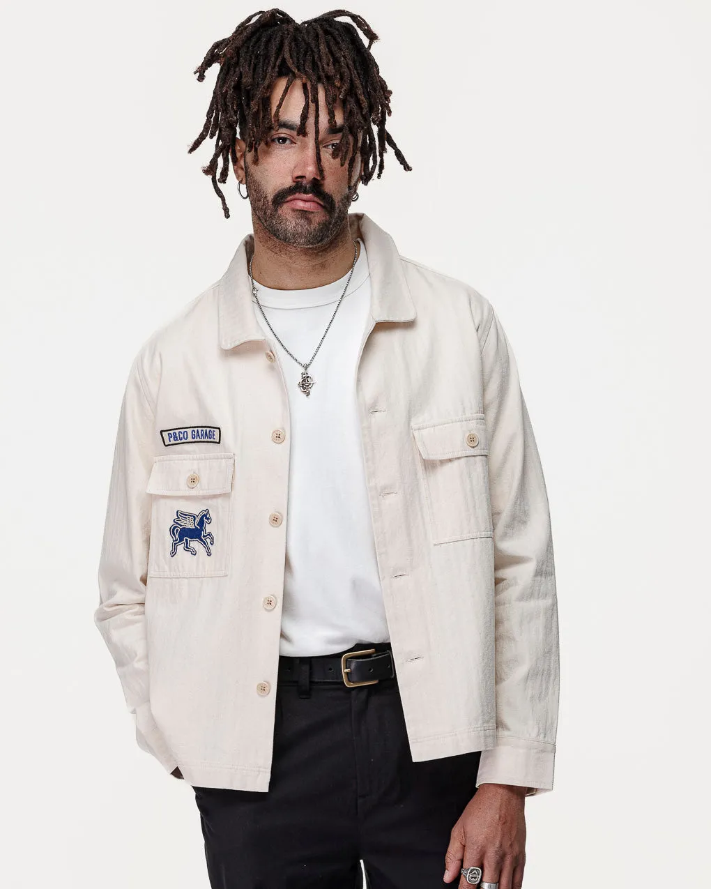 Parts & Service Work Overshirt - Ecru sold by P & Co product image thumbnail 3