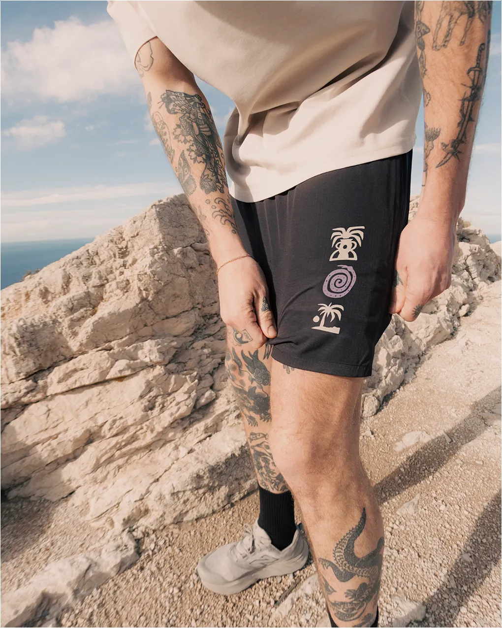 Tropics 2-in-1 Trail Short - Black & Slate sold by P & Co