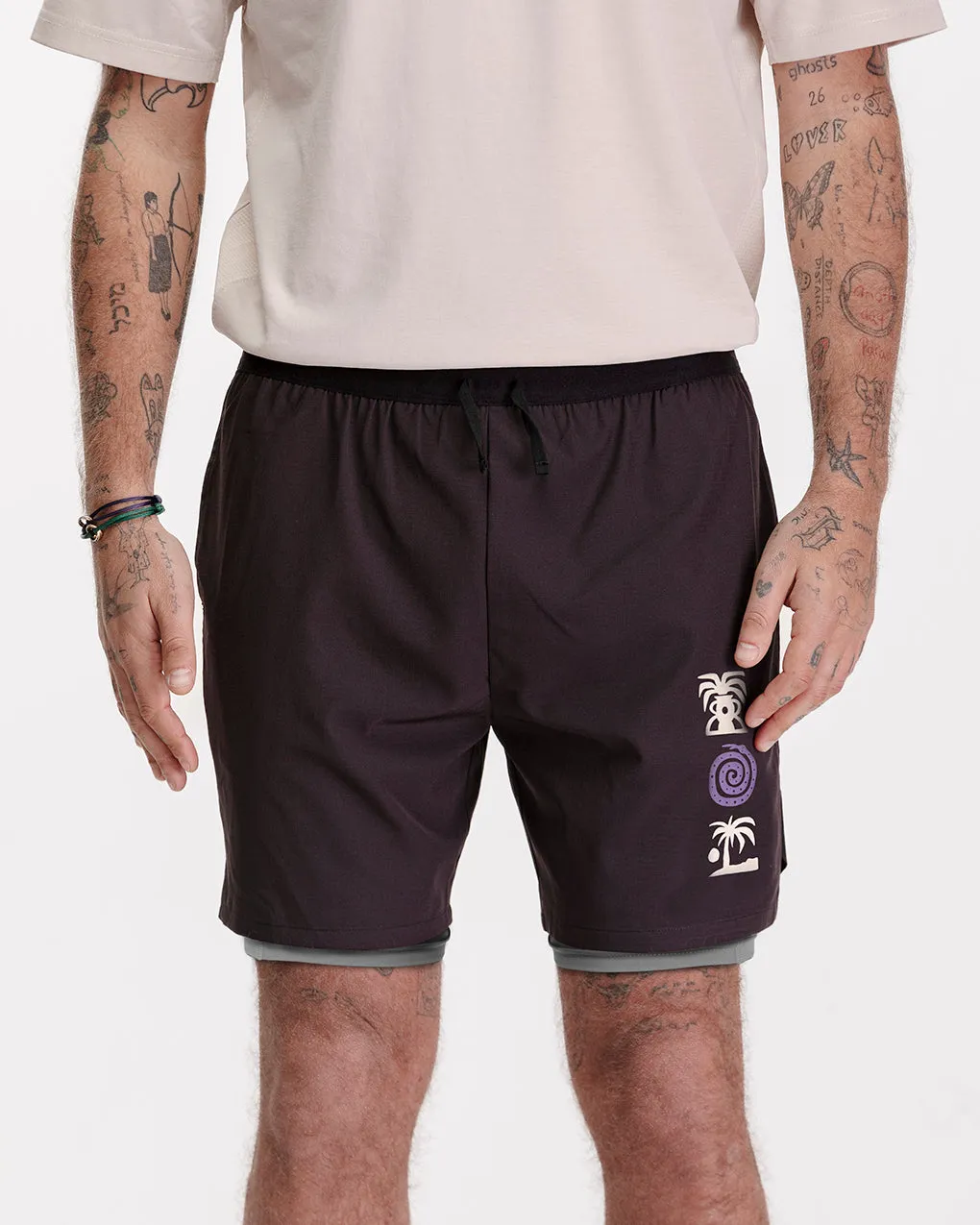 Tropics 2-in-1 Trail Short - Black & Slate sold by P & Co product image thumbnail 2