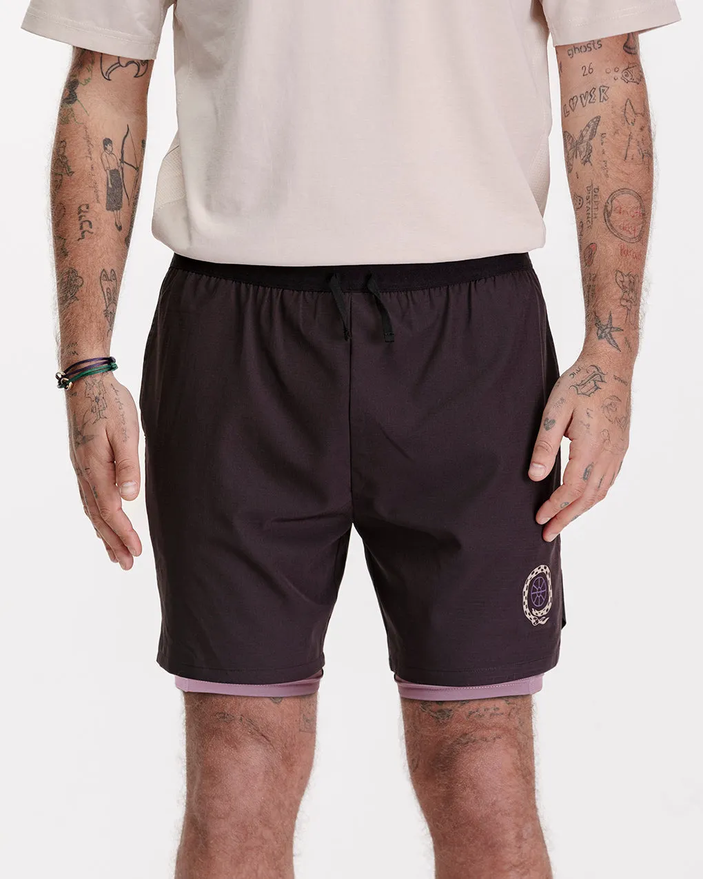 Mindset 2-in-1 Trail Short - Black & Plum sold by P & Co product image thumbnail 2