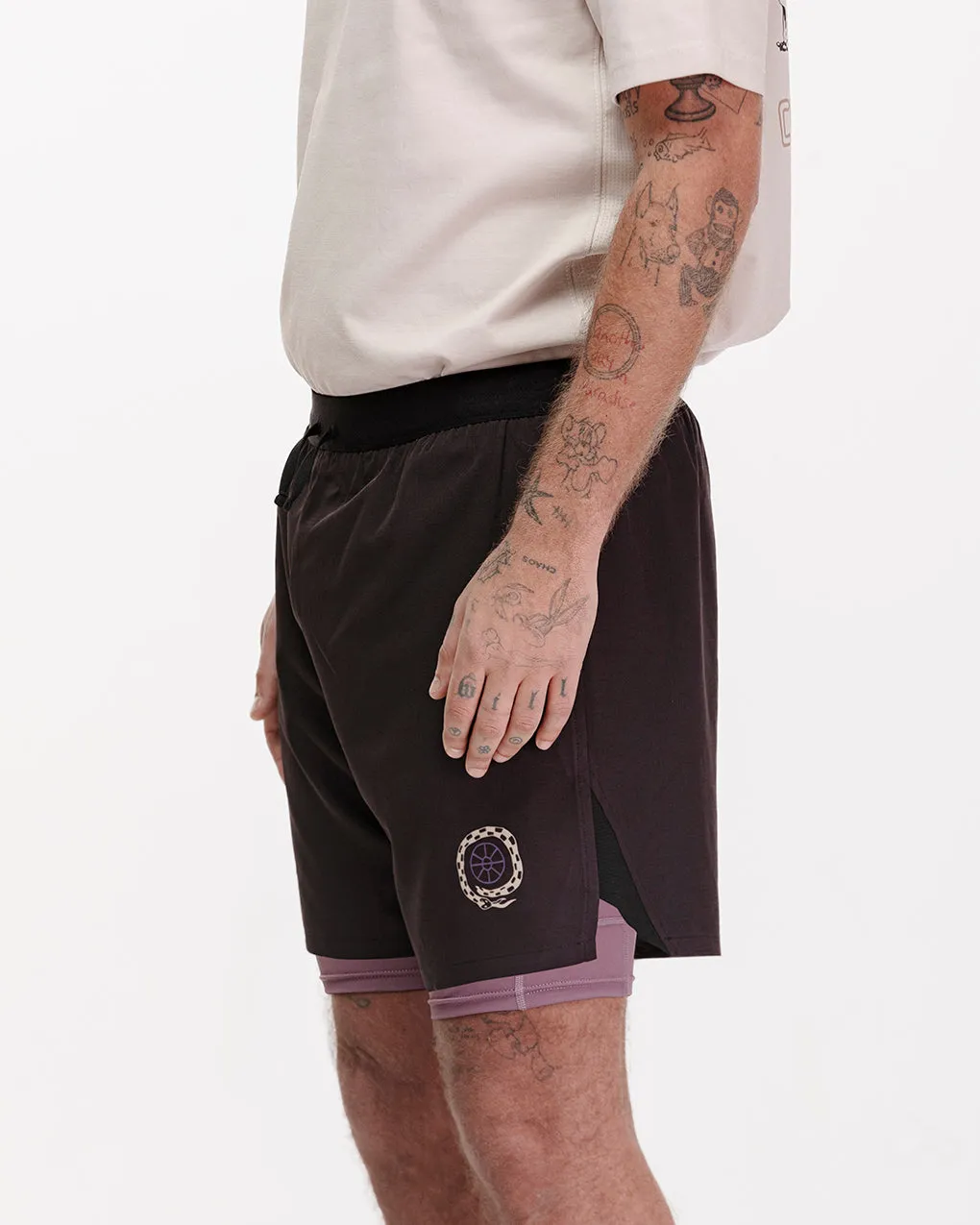 Mindset 2-in-1 Trail Short - Black & Plum sold by P & Co product image thumbnail 3