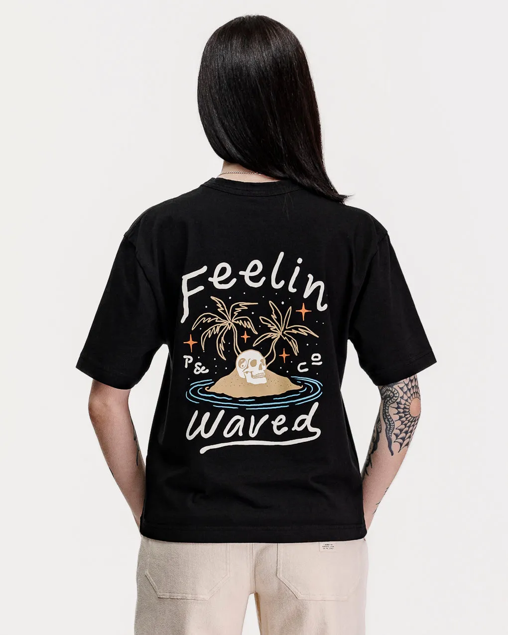 Feelin' Waved Boxy T-Shirt - Washed black sold by P & Co