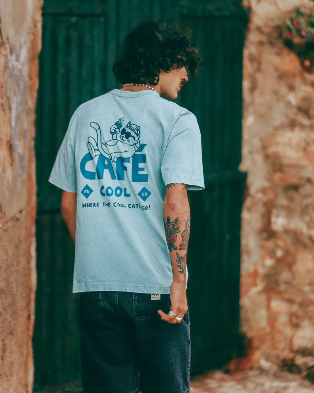 Café Cool T-Shirt - Vintage Blue sold by P & Co product image thumbnail 3