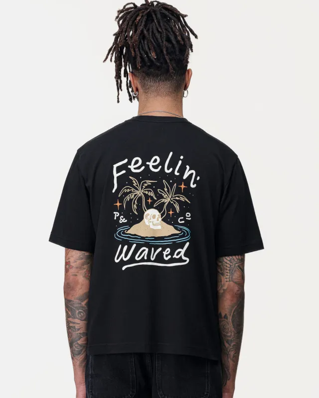 Feelin' Waved Boxy T-Shirt - Washed Black sold by P & Co