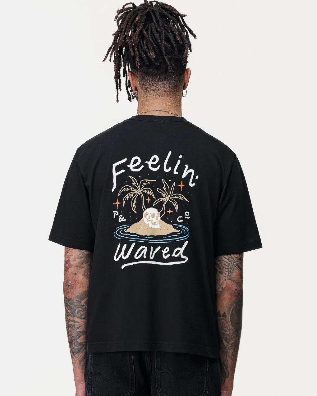 Feelin' Waved Boxy T-Shirt - Washed Black sold by P & Co