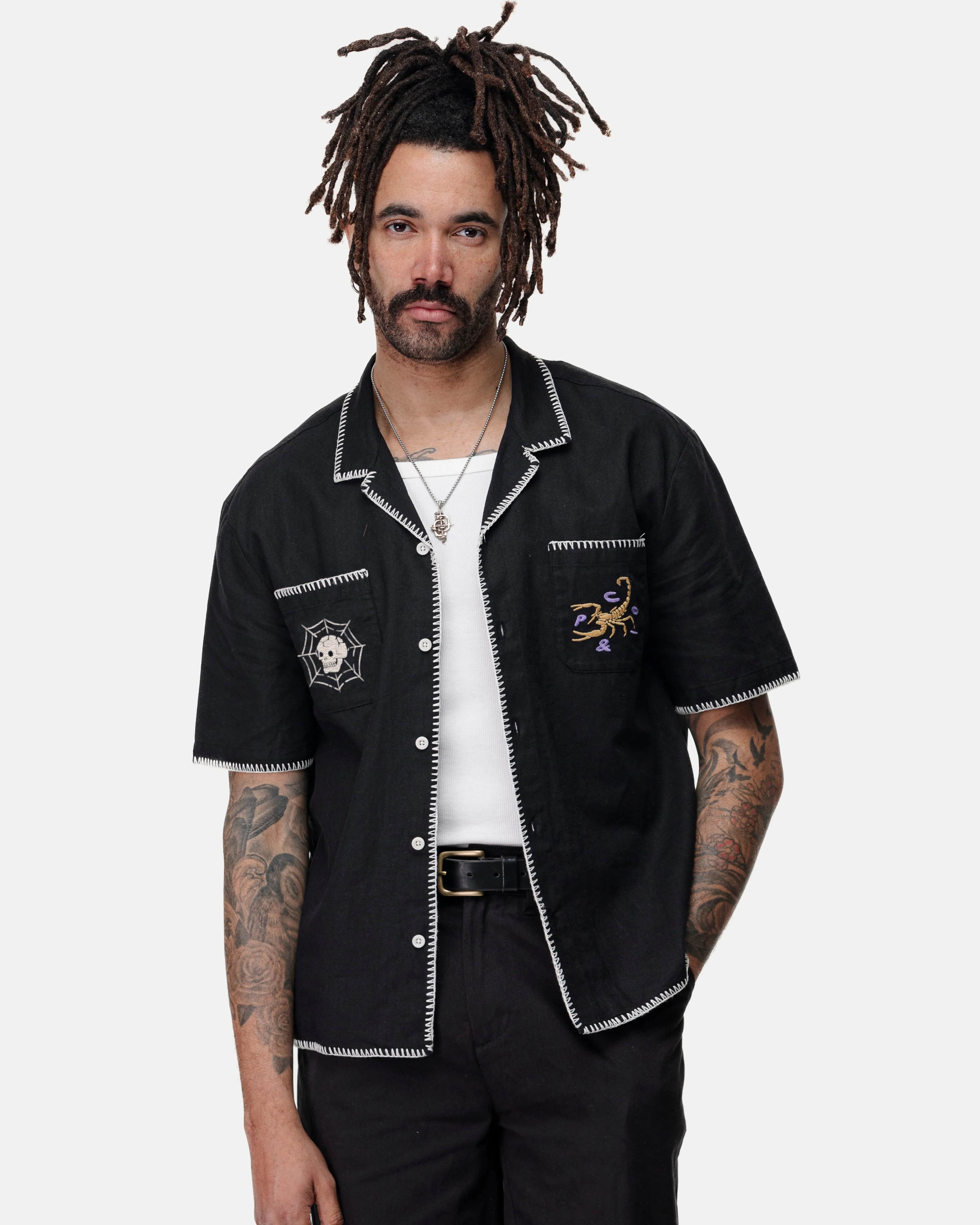 One Shot Resort Shirt - Washed Black sold by P & Co