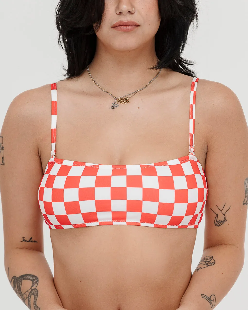 Mini Checkerboard Bikini Top - Off White & Red sold by P & Co product image thumbnail 4