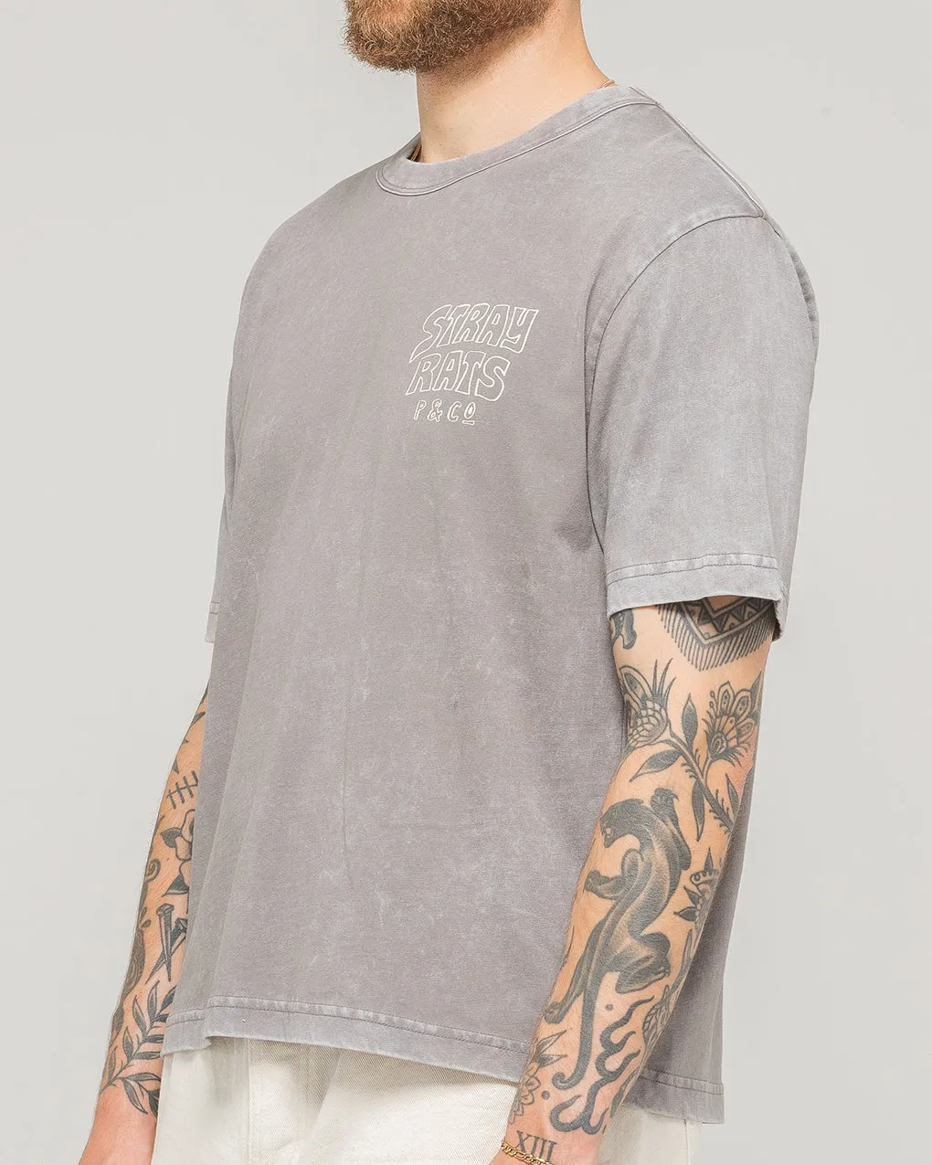 Stray Rats Boxy T-Shirt - Washed Grey sold by P & Co product image thumbnail 5