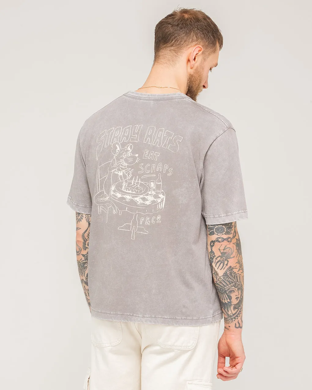 Stray Rats Boxy T-Shirt - Washed Grey sold by P & Co product image thumbnail 4