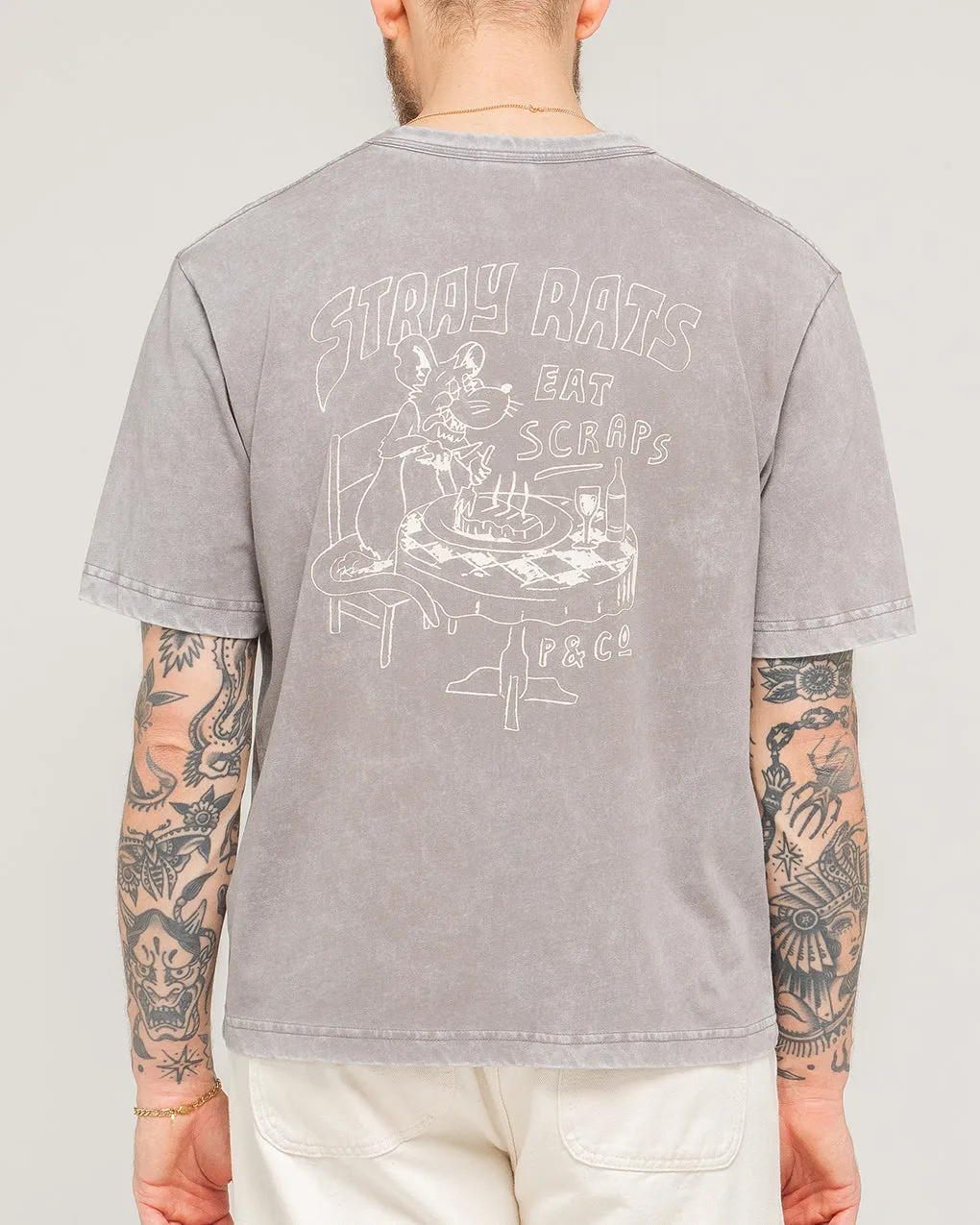 Stray Rats Boxy T-Shirt - Washed Grey sold by P & Co product image thumbnail 2
