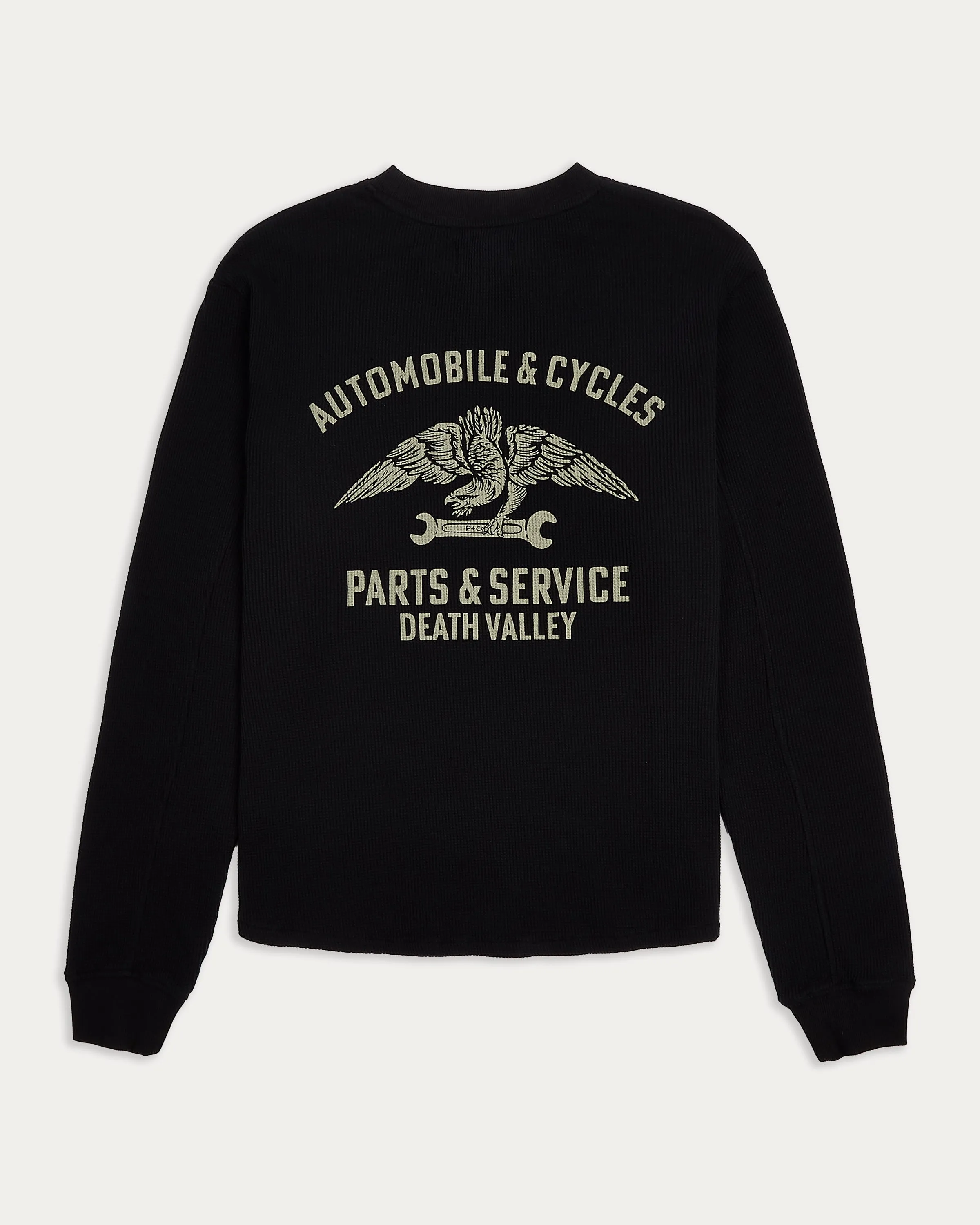 Parts & Service Waffle Longsleeve - Washed Black sold by P & Co