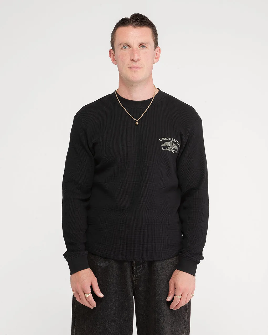 Parts & Service Waffle Longsleeve - Washed Black sold by P & Co product image thumbnail 4